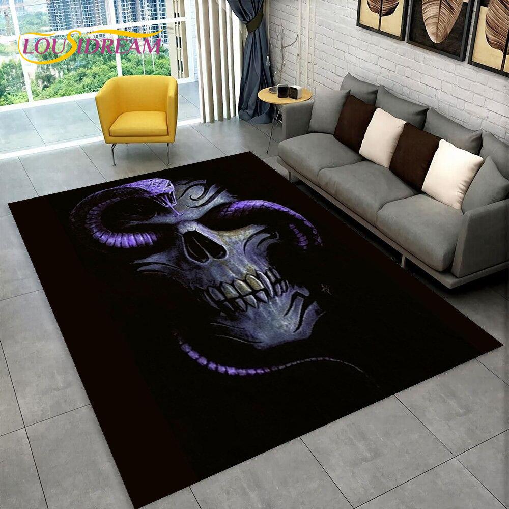 3D Gothic Horrible Snake Serpent Area Rug,Carpet for Home Living Room Bedroom Sofa Doormat Kitchen Decor,kids Non-slip Floor Mat