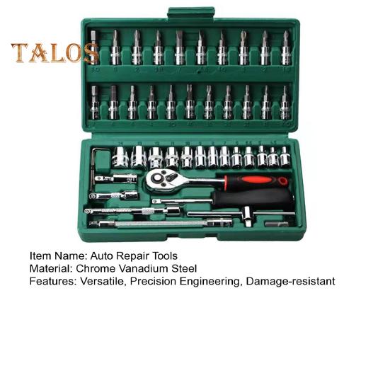 46-teiliges Auto-Schraubenschlüssel-Set, starke Drehmomentschlüssel, Auto-Reparaturwerkzeuge für Autos, Fahrräder, Motorräder, Antriebsnüsse, Sechskant-Sets für PH, SL, PZ, HEX, T-Bohrer