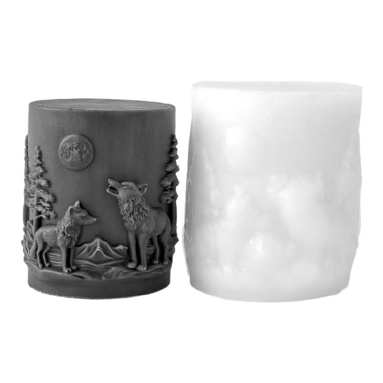 

Heat Resistant 3D Wolf Pillar Candle Mold For Professional Quality Waxes And Resin Casting Projects Silicone Mold Tool