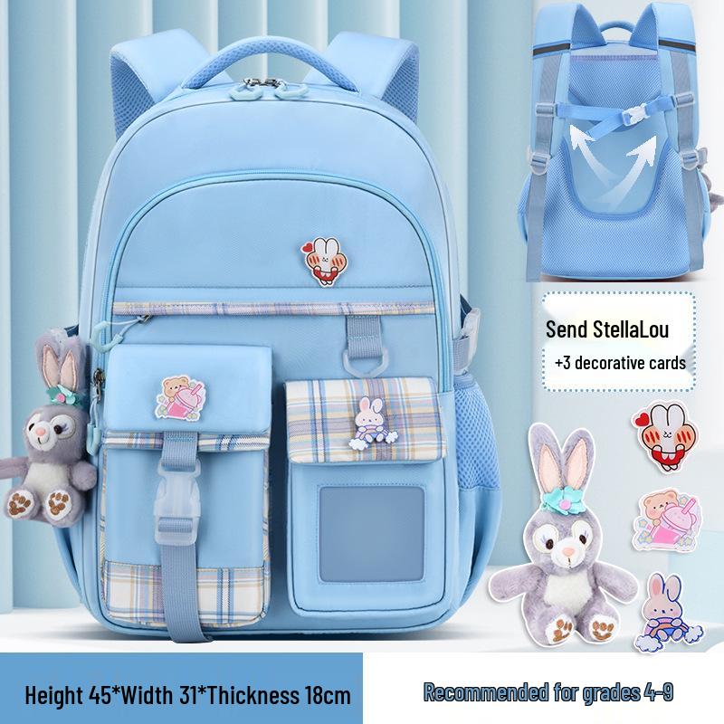 Leichter Kinderrucksack mit Rückenschutz, Klassen 1-6, Doppelschulter, Großes Fassungsvermögen, Handgriff