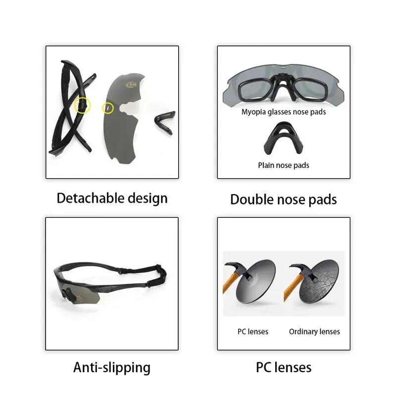 Taktische Brille CS Airsoft Winddicht Armee Schießen Polarisierte Brille HD 3 Linsen Motorrad Radfahren Outdoor Sichere Brille