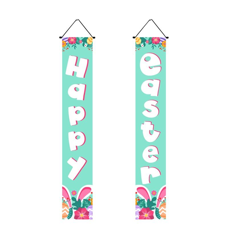 Porch Easter Sign Couplet Banner Party Decoration Egg Bunny Door Holiday Hanging