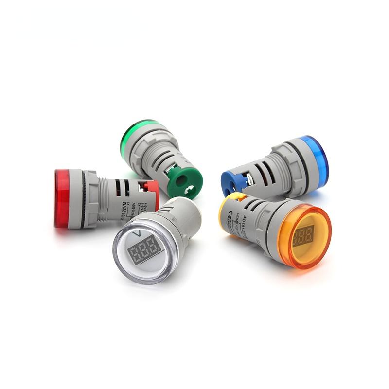 DIY Mini Digital Voltmeter 22mm Round AC 50-500V Volt Voltage Tester Meter Monitor Power LED Indicator Pilot Lamp Light Display