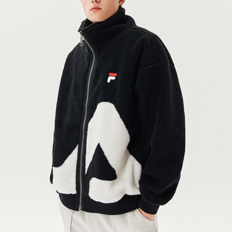FILA Faux Lamb Wool Logo Sports Casual Jacket Men Jacket Black F51M148926FBK