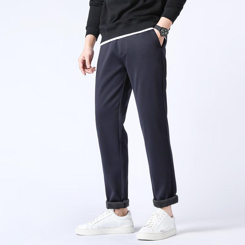 Fèng Xiào Men's Wrinkle-Resistant Fleece-Lined Relaxed Fit Casual Dress Pants