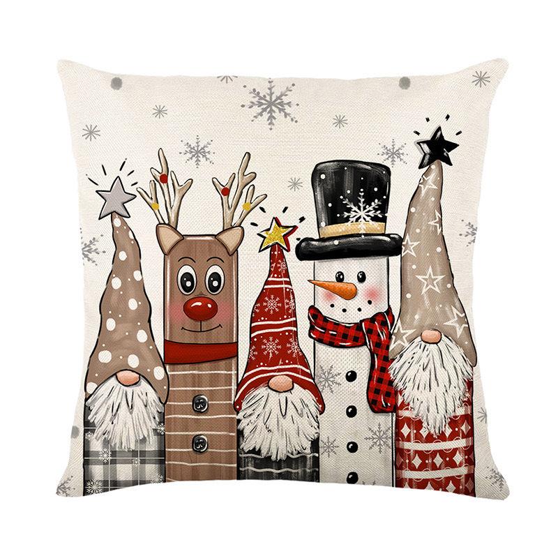 Christmas Pillowcase Decorative Linen Printed Porch Courtyard Sofa Home Decoration Pillowcase