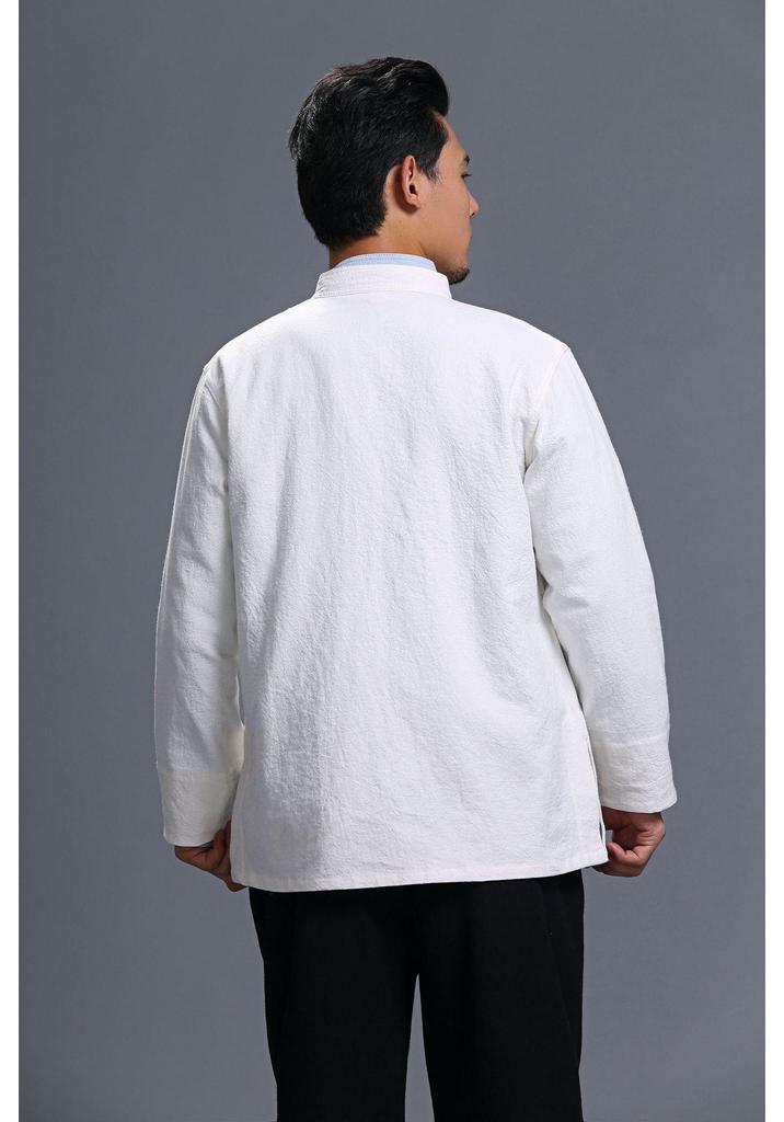 Men's Ethnic Style Hemp Cotton Shirt - Stand Collar, Long Sleeve, Frog Buttons, Loose Fit (2026).