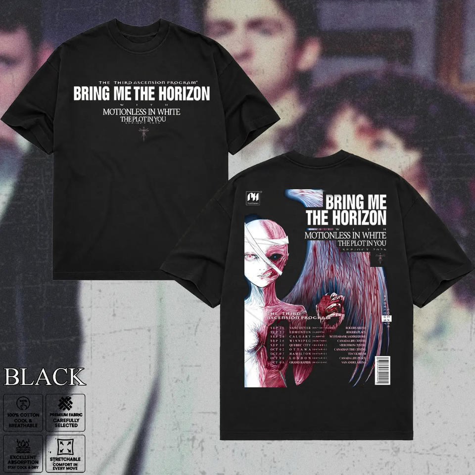BMTH Bring Me The Horizon Third Ascension Tour T-Shirt 2026 Rückseite Tourdaten Print Unisex Oversized Metalcore Fan Kurzarm
