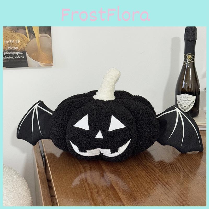 Classic Plush Pumpkin Cushion With Embroidered Design For Halloween Decor And Lounge Use