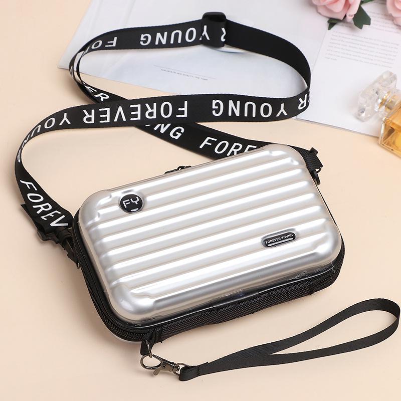 Mini-Kunststoff-Kosmetiktasche, Damen-Kofferform, Umhängetasche, PVC, kleine Umhängetasche, modische Reisetasche