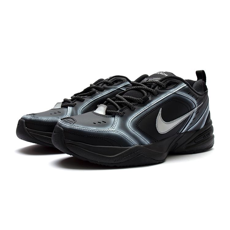 Nike Air Monarch 4 Textile, Leather Low Top Chunky Sneakers Unisex Black Silver 415445-001(Team15-)