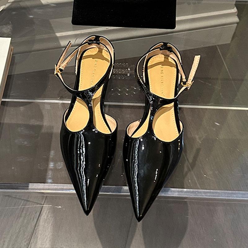 

Fashion Golden Women Sandals Casual Outside Flats 2025 Footwear Summer Fashion Pointed Toe Buckle Strap Shoes For Slides Flats Footwear 35 чёрный