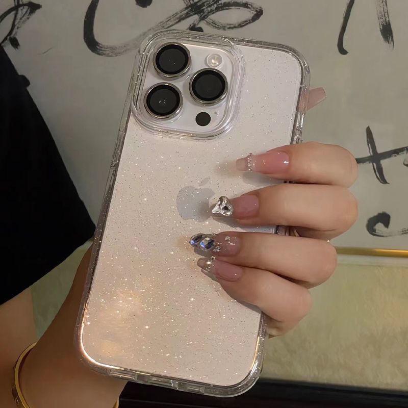 "Glitter Transparent Phone Case for iPhone 11/12/13/14/15/14PRO: Smooth and Dirt-Resistant"