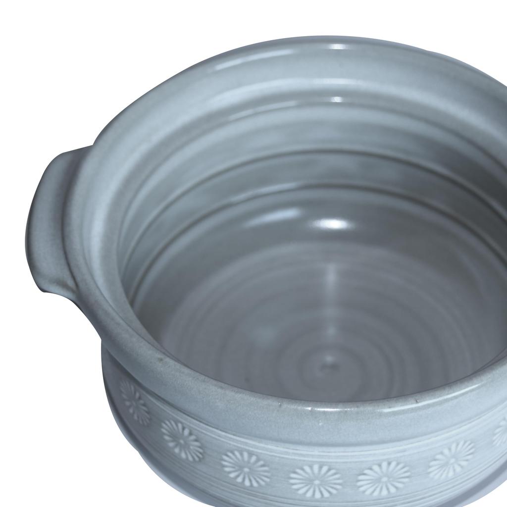Genuine Ginpo Toki Hana Mishima "Overflow Resistant" Rice Cooker, 2-Cup Capacity, Earthenware Pot, Direct-Stovetop Compatible, Made in Japan, 21161