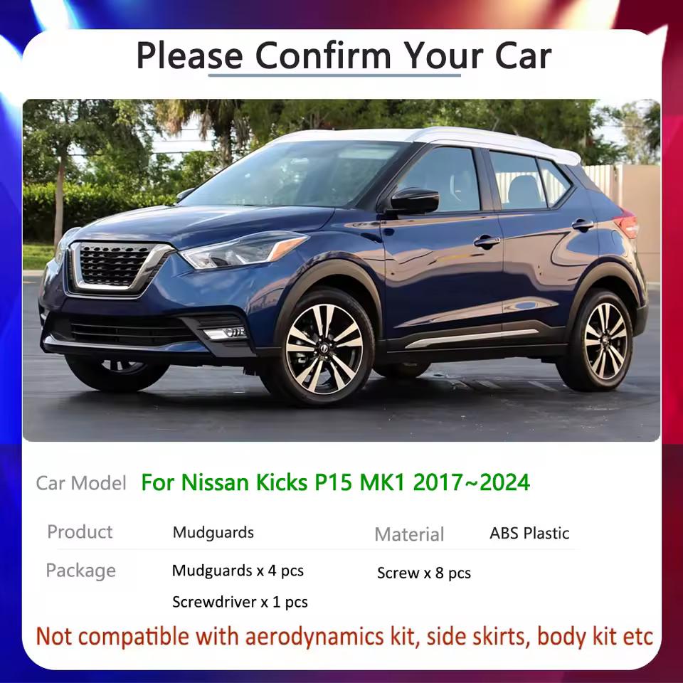 4Pc Set Molded Car Mud Flaps For Nissan Kicks P15 2016 2017 2018   Mudflaps Splash Guards Mud Flap Mudguards