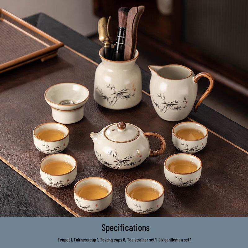 Chuyiqi Ru Kiln Ceramic Tea Set - 10-Piece