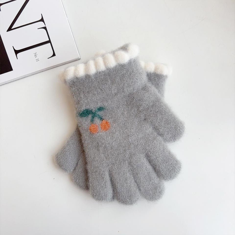 Süßkirsche Kinder Warme Handschuhe  Verdickt für Winter Kälteschutz  Anti-Erfrierungs Hände für Jungen und Mädchen  Fünf Finger zum Radfahren