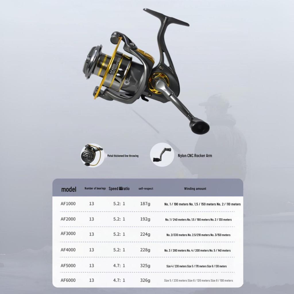 Universal Long Cast CNC Spinning Fishing Reel with Metal Head (1000~6000 Type)