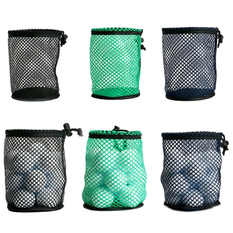 3 Piece/set Lightweight Nylon Mesh Golf Ball Bags Storage Organiser Case for Organized Storage and Adjustable Strap