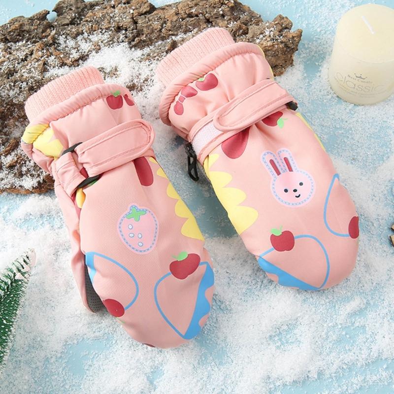 Thickened Winter Gloves Anti Slip Snow Gloves Unisex Warm Mittens Outdoor Skiing Skating Hiking Essential for Children