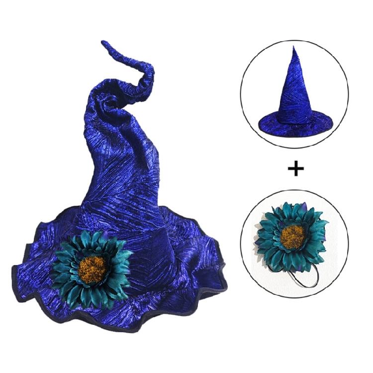 Cappello da Strega da Donna con Fiore da Polso per un Cosplay Comodo ed Elegante per la Celebrazione di Halloween e lo Spettacolo Teatrale