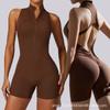 High Elasticity Zippered One Piece Jumpsuit Sports Fitness Workout Yoga Wear