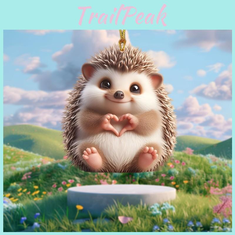 Car Decor Acrylic Pendant With Cute Hedgehog Finger To Love Heart Design For Interior Decoration