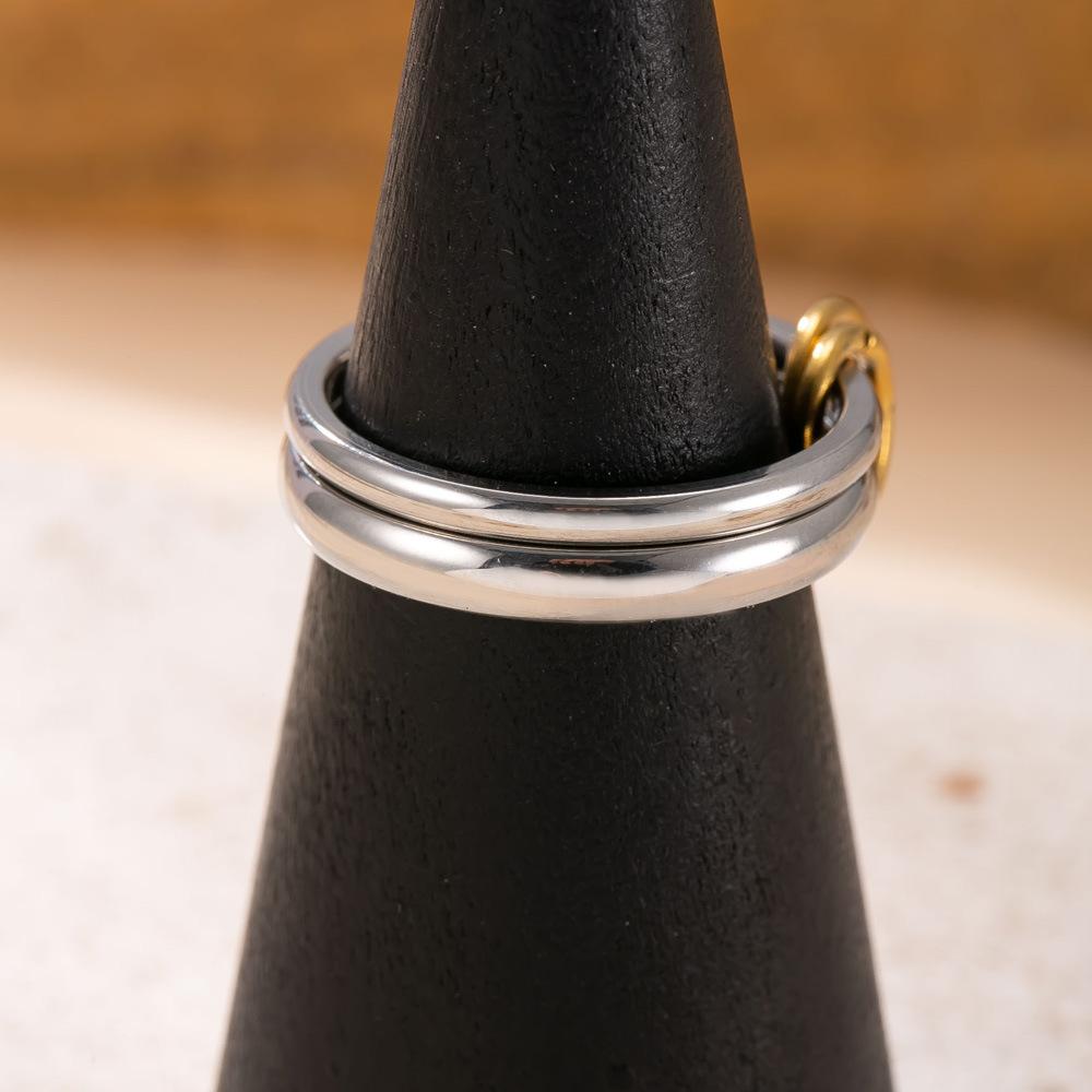 Titanium Steel Fashion Creative Plated Jewelry18k Gold Ring Three-Layer Plain Band with Inlaid Diamonds Stackable Rings Wholesale
