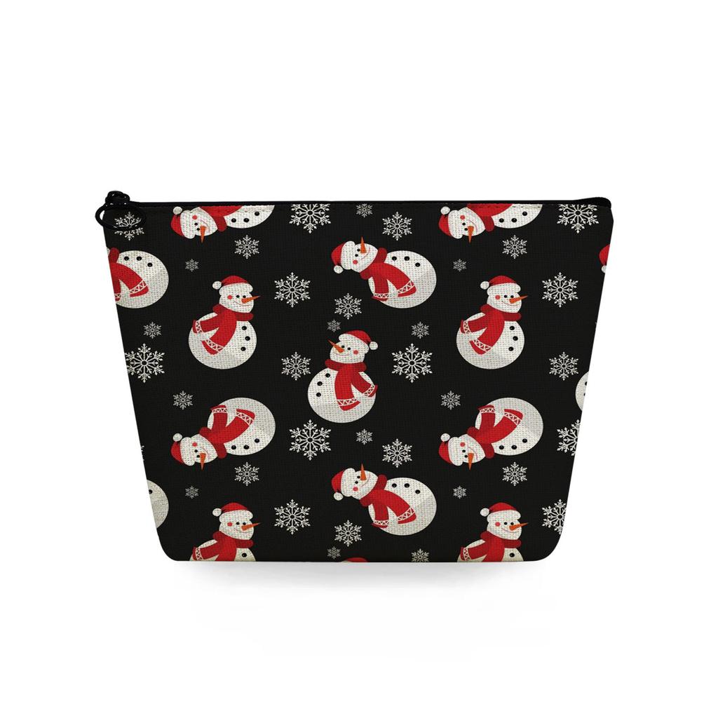 Women Christmas Snowman Print Cosmetic Bag Toiletries Organize Travel Storage Case  6367