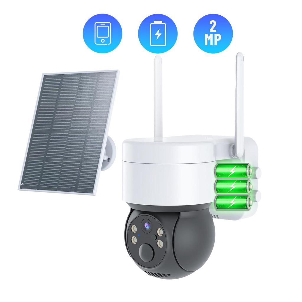 Solar-Powered Outdoor 360° WiFi Security Camera with Mobile Remote Access