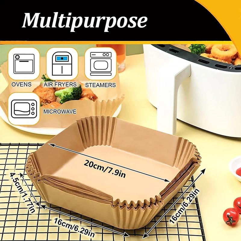 50/100Pcs Air Fryer Disposable Paper Square Round Baking Paper Barbecue Plate NonStick Mat Kitchen Oven Oil Absorbing Paper Tool