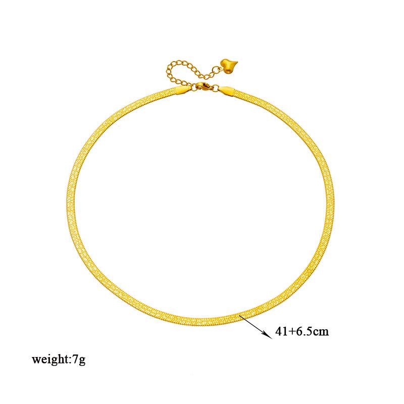 Italy Style Neutral Simple Gold-plated Printed Stainless Steel Blade Chain Necklace Bracelet Jewelry Sets for Women