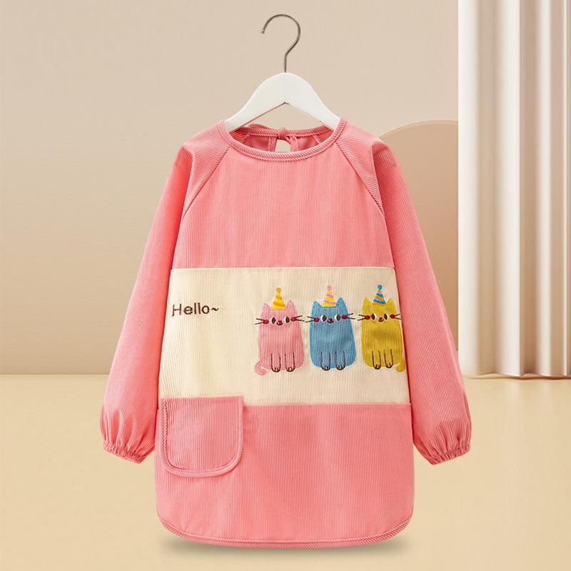 Reversible Long-Sleeve Waterproof Apron for Older Kids - Large Size, Suitable for Kindergarten Boys and Girls.