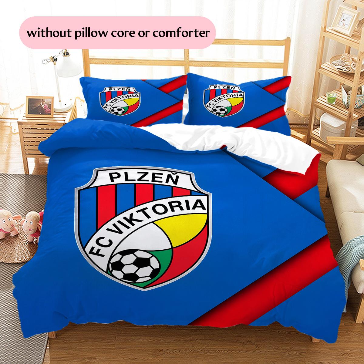 

FC Viktoria Plzeň Pattern Bedding Quilt Set Home Decoration Gift (1 * duvet cover + 2 * pillowcase without core) 250x220cm