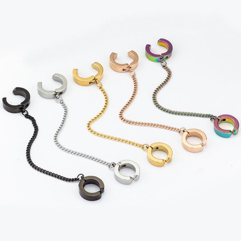 Stainless Steel Clip-on Fake Earrings Non-piercing Earcuff Ear Clip Earrings Without Piercing Punk Personality Jewelry