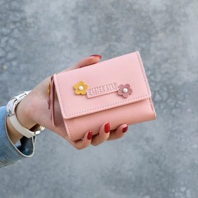 Geometryczne kwiaty kobiety śliczne różowe portfele kieszonkowa torebka z uchwytem na karty portfel Lady kobieta moda krótka portmonetka portmonetka