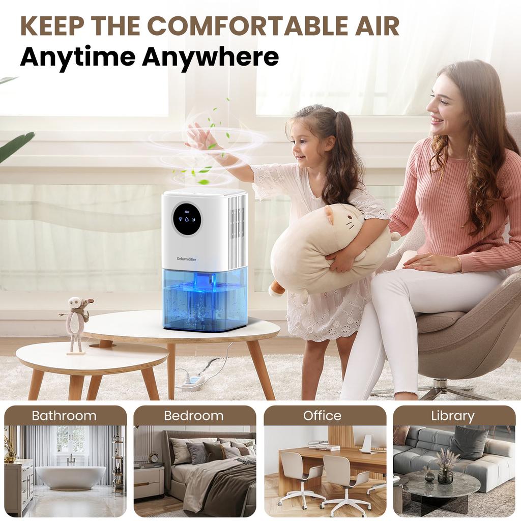 B221 Smart Home Dehumidifier 1.7L Large Capacity Dehumidifier Bathroom Basement Timing Dehumidifier with Colored Lights