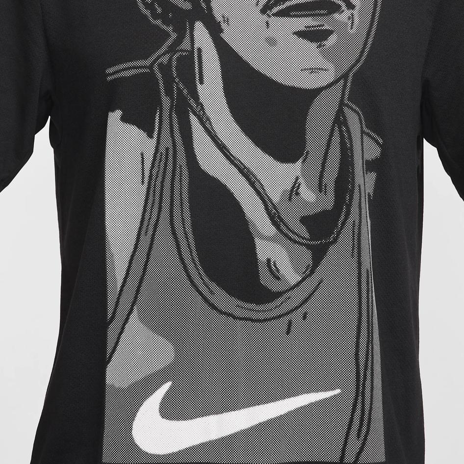 Nike Rise 365 Run Energy Printed Quick-Dry Straight-Cut Crew Neck Short Sleeve SS24 Regular Shoulder T-Shirt Men Tops Black FN3997-010