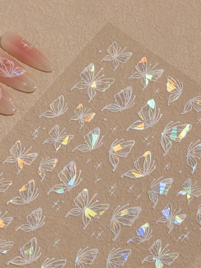 5D Nail Art Stickers Transparent Adhesive Nail Accessories Shell Sea Star Jellyfish Aurora Butterfly Hollow Liquid Nail Stickers