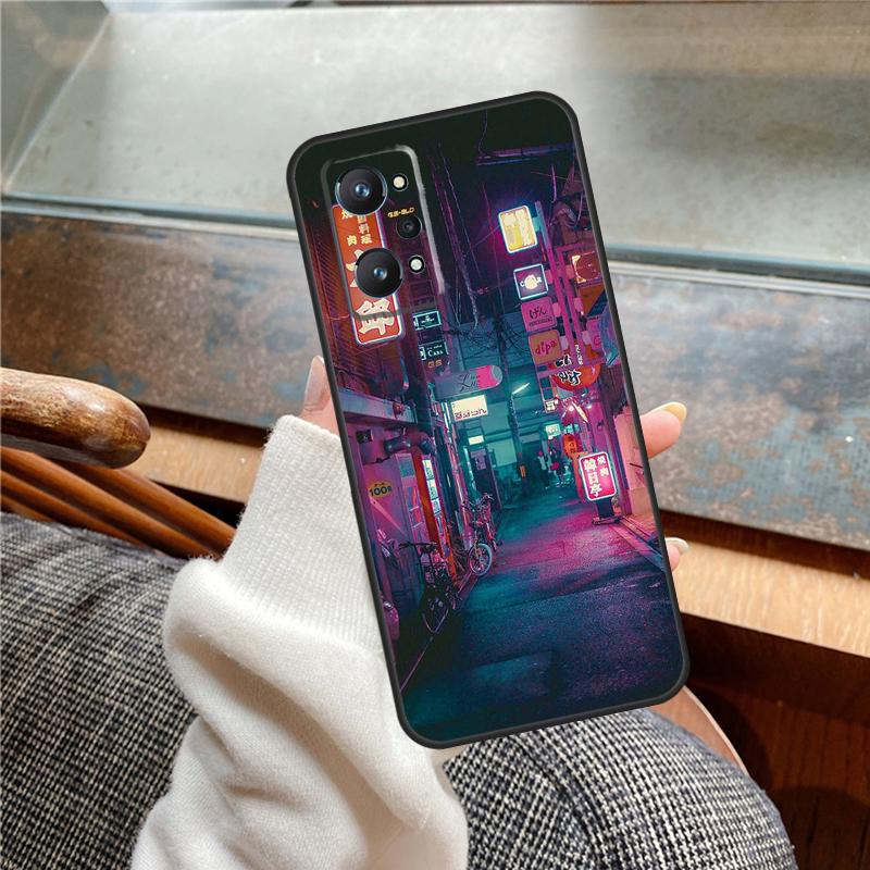 Japanese Night City Aesthetic Case For Realme 11 12 13 14 Pro Plus C53 C55 C51 C25 C63 C61 C65 C67 C71 C75 GT6 GT7 15 Pro