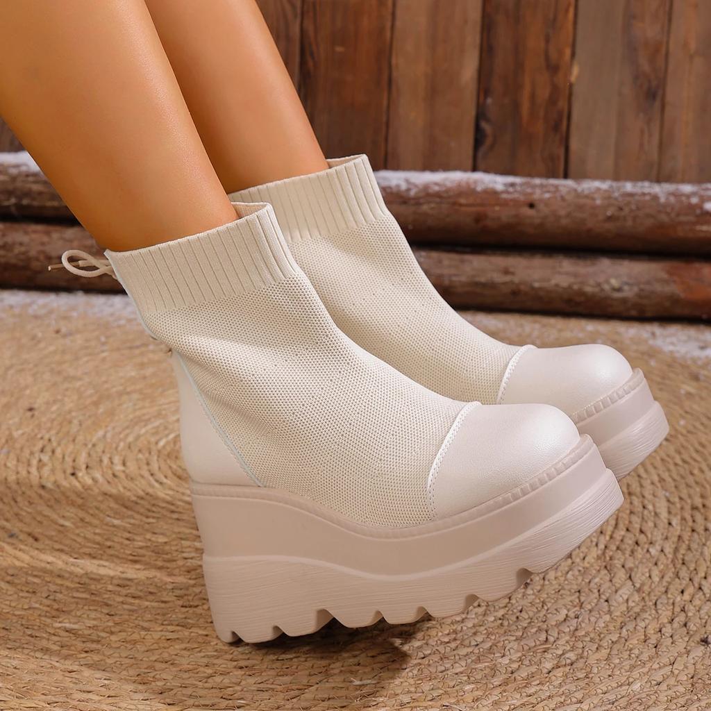 Women Ankle Boots Autumn Winter Chelsea Short Boots Chunky Heel Elegant Boots Women Comfortable Designer Platform Shoes Women