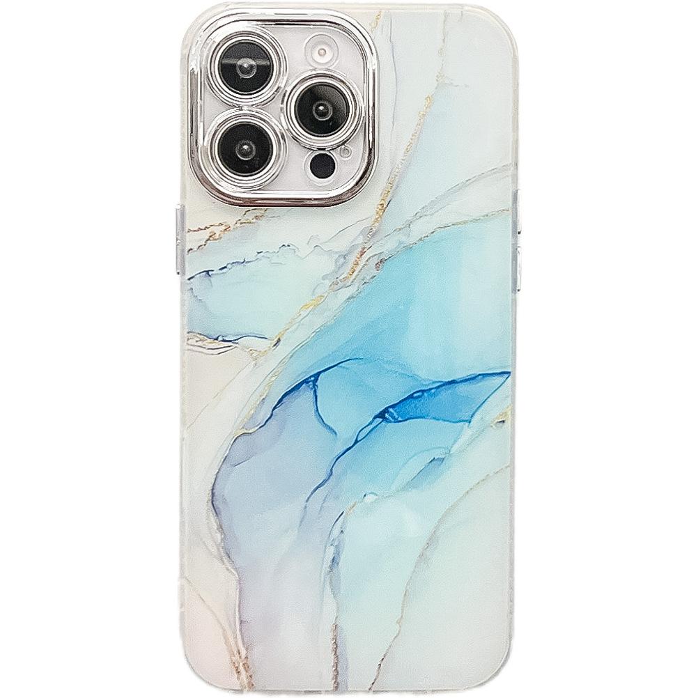 Electroplated marble pattern for iPhone16 mobile phone case Apple 15promax creative advanced sense foreign trade