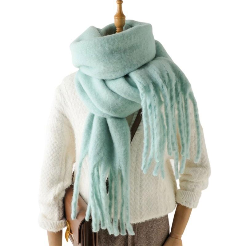 Long Tassels Neckerchief Solid Color Scarf Lightweight Yet Warm Headscarf Shawl For Casual or Formal Wear Daily