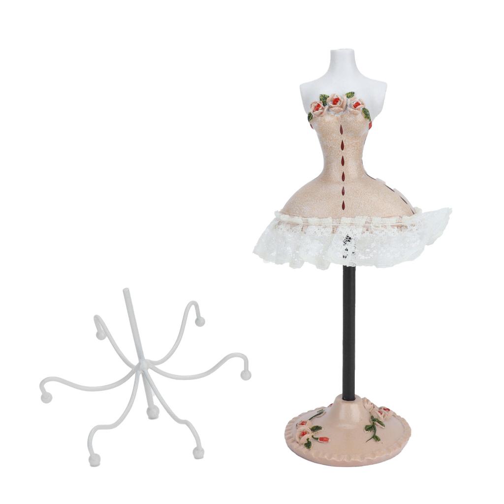Jewelry Stand Display Earrings Necklace Storage Polyresin Doll Holder with Rotatable
