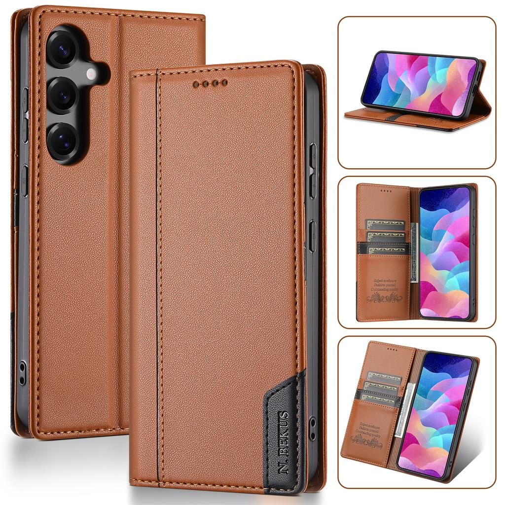 Strong Magnetic Card Holder Wallet Leather Case For Samsung Galaxy A06 A16 A26 A36 A56 A17 S25 Ultra S24 Plus S23 S22 RFID Cover
