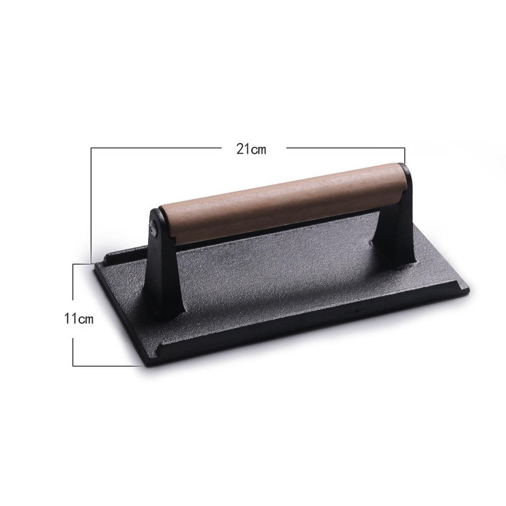 Cast Iron Rectangular Meat Press with Beech Wood Handle
