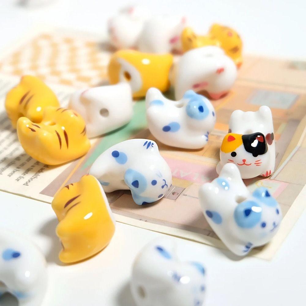 Makeing Bracelet Ginger Cat Beads Kitty Fortune Cat Loose Spacer Beads  Pendant