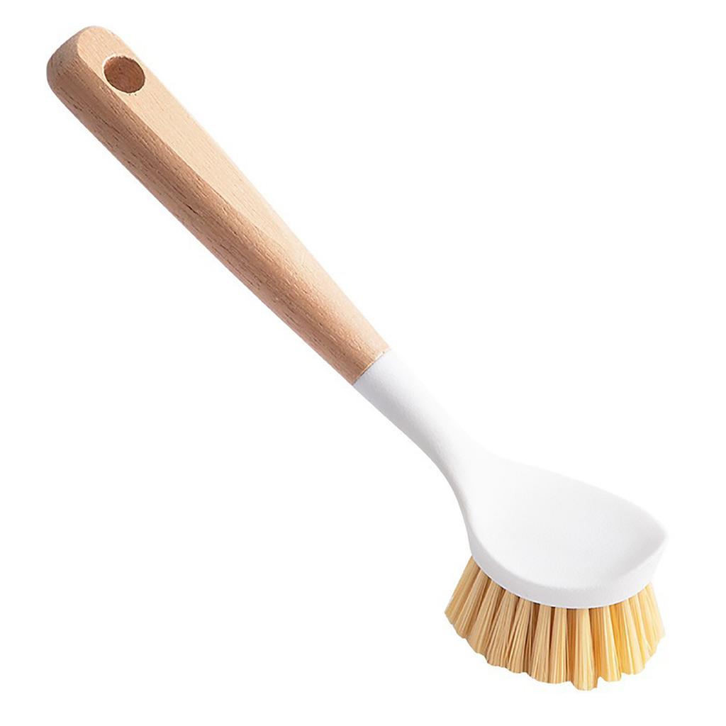 Kitchen Dish Brush with Wood Long Handle Scrub Brushes for Cleaning Dish Scrubber for Sink Pots