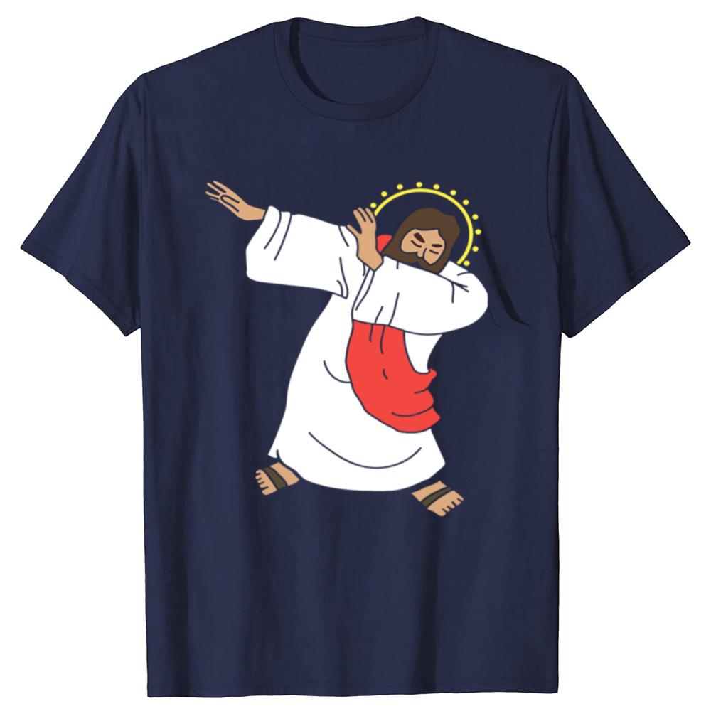 Lustiges Dabbing Jesus Klassisches Grafik-T-Shirt für Herren Damen Mode Lässiges T-Shirt 100% Baumwolle Locker Übergröße Weihnachts-T-Shirt