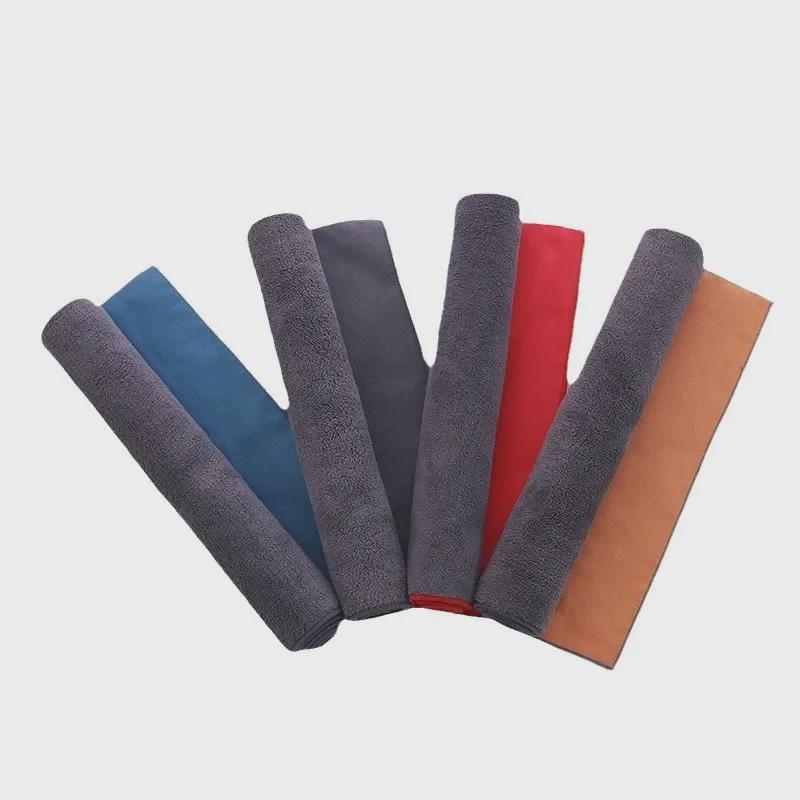 Soft Suede Double-Sided Coral Fleece Car Wash Towel - Absorbent Seamless Deerskin Glass Wipe Towel